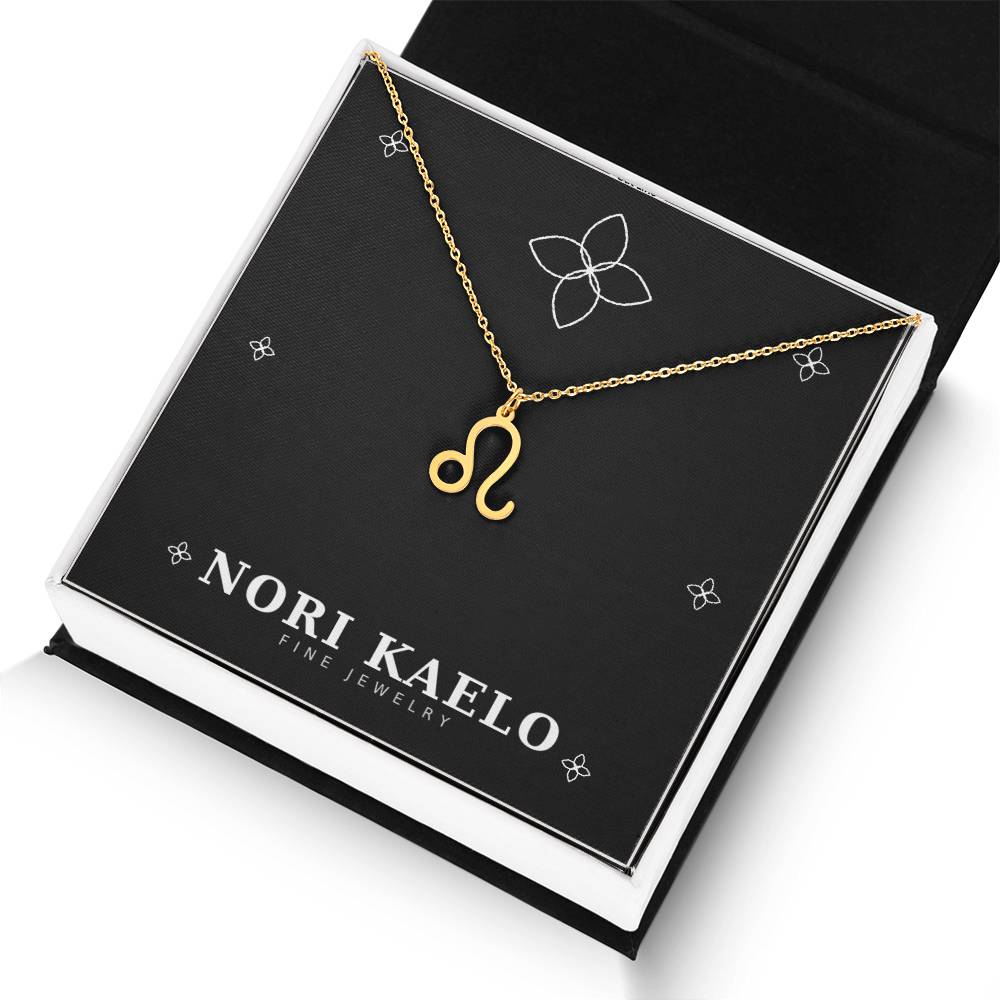 Gold Zodiac Sign Necklace with Leo pendant.
