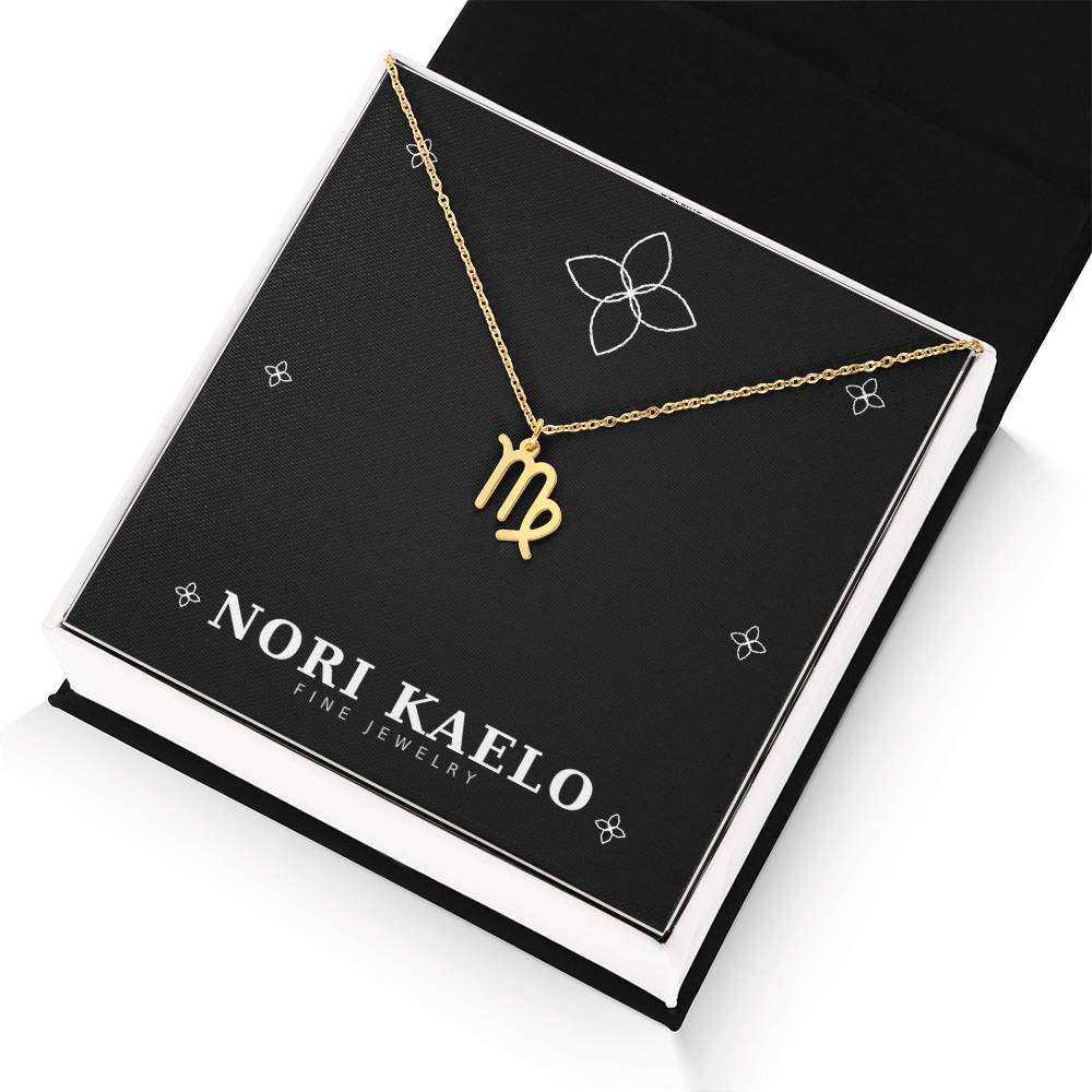 Gold Zodiac Sign Necklace with Virgo pendant.
