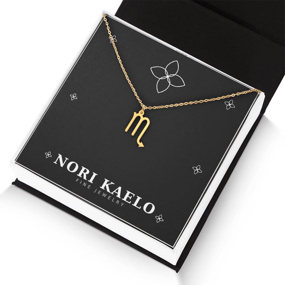 Gold Zodiac Sign Necklace with Scorpio pendant.