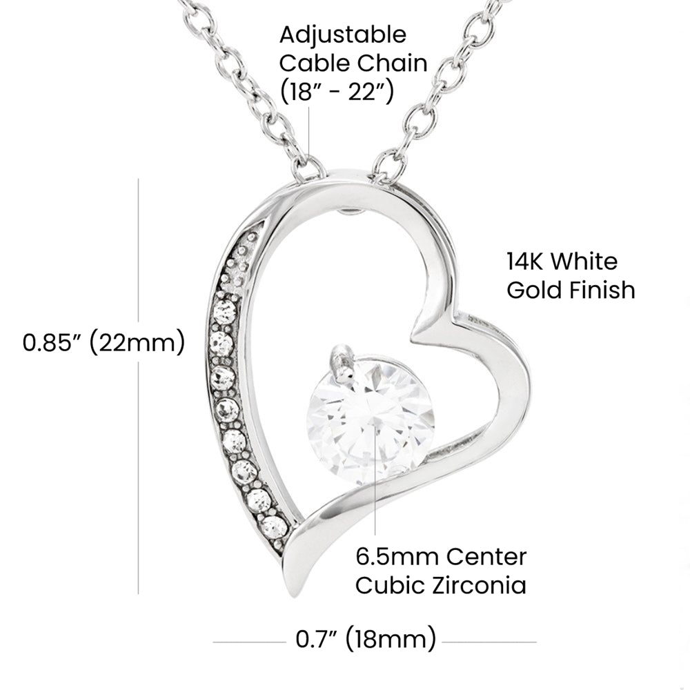 Product diagram of open heart pendant with dimensions and material specifications.